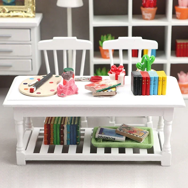 

1:12 Dollhouse Miniature European Style Rectangular Dining Room Table Furniture Home Model Decor Doll House Accessories