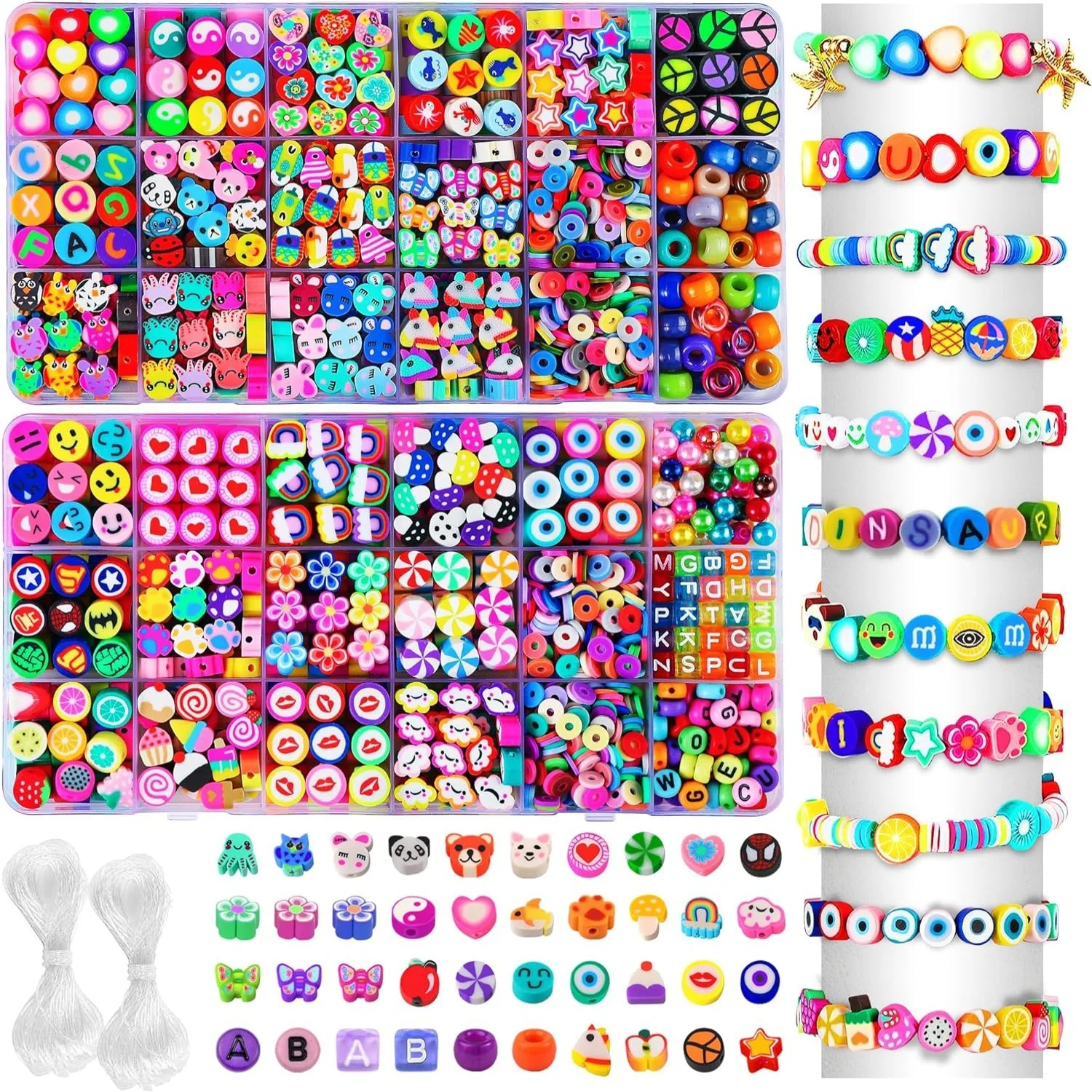 

36 Types Polymer Clay Beads Craft Kits DIY Bracelets Necklaces Fruits Animals Letters and Pony-Themed Bracelet Beads & Pendants