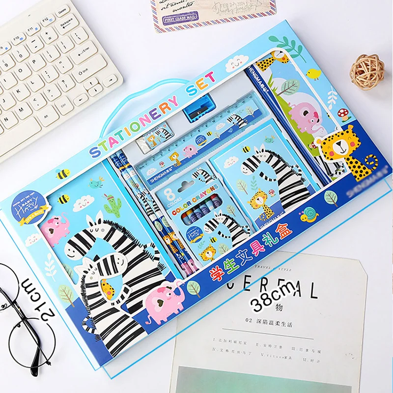 Cartoon Pencil Case Crayon Ruler Earser Sharpener 9 In 1 Stationery Set For Student Boys Girls Gift School Stationery