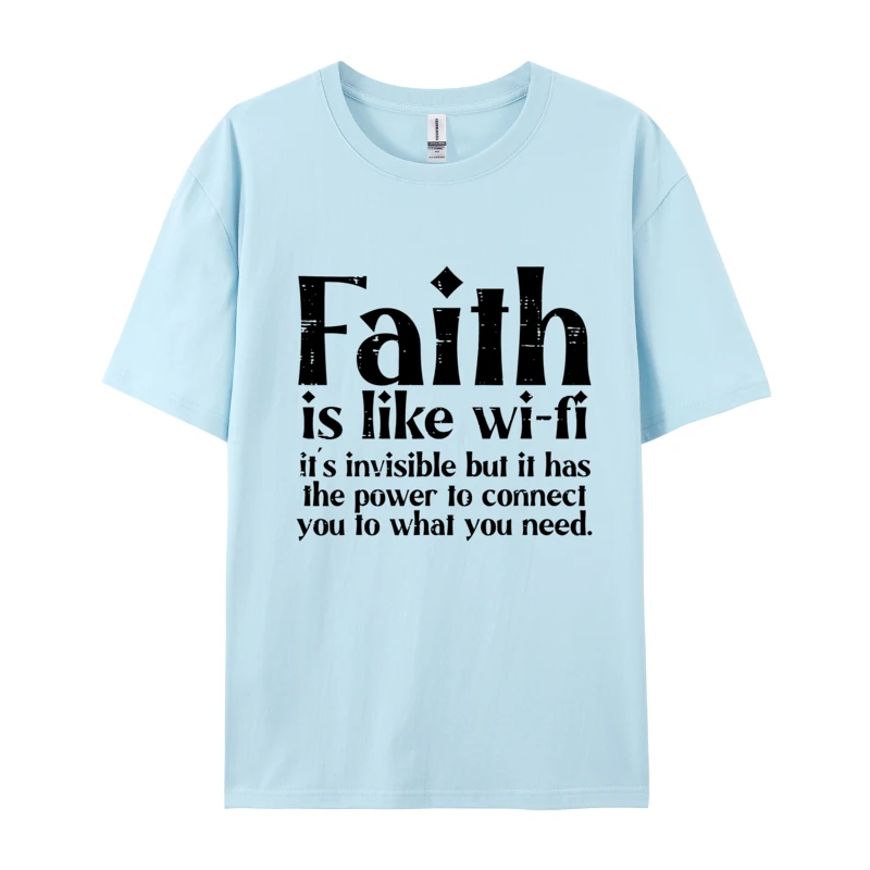 

Word Game Tops & Tees Faith Is Like Wifi New Arrival 2024 Youth T-Shirt Casual Printing Letter Short Sleeve Clothing Shirt