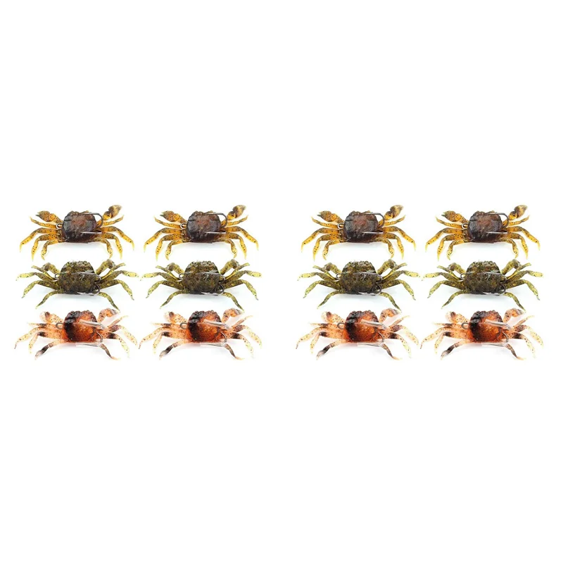 

12 шт. комплект приманок для ловли крабов, имитация приманок для крабов, искусственные приманки для рыбы, снасти с острым крючком, 3D мягкие морские приманки
