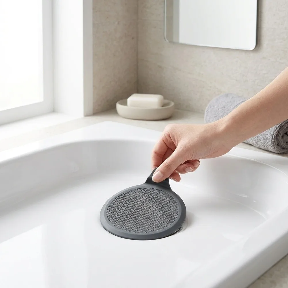 3 Piece Silicone Bathroom Drain Stoppers for Sink and Shower Drain Sealing with Repeatable Suction Performance