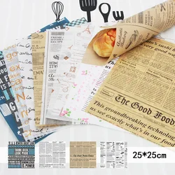 25 stks/partij Deli Papier Vellen Sandwich Inpakpapier - 9.8x9.8