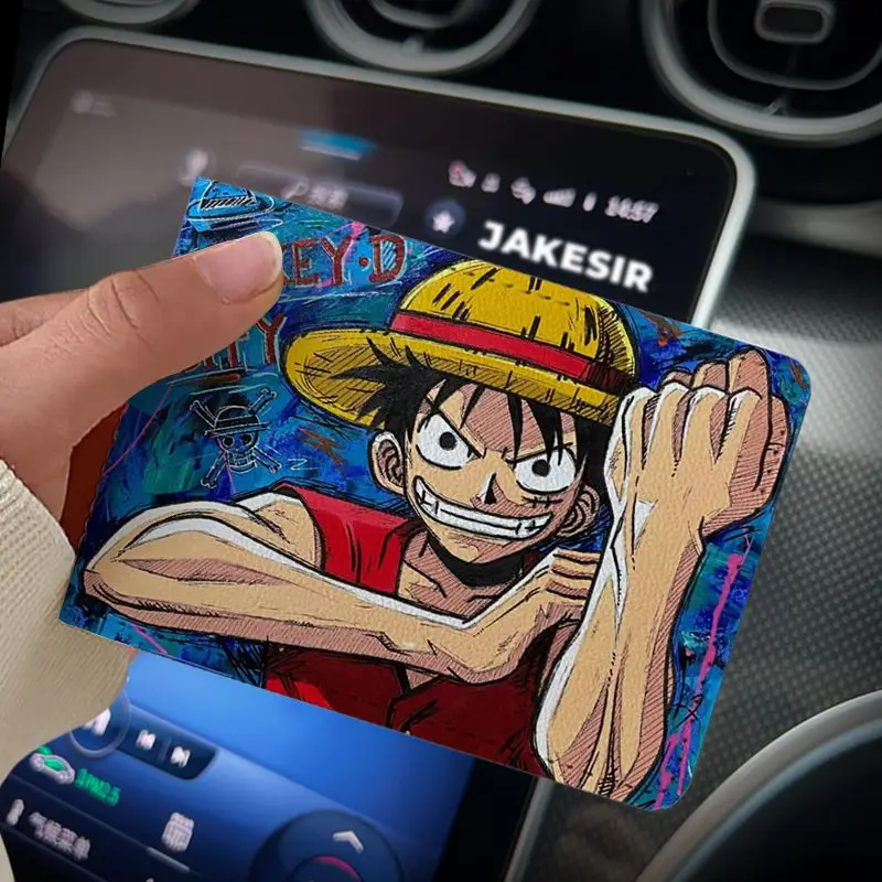 ONE PIECE Rufy Ace Borsa per carte Sottile e compatta Custodia per carte d'identità bancarie Portafoglio per patente di guida Anime Anti smagnetizzazione Porta carte regalo