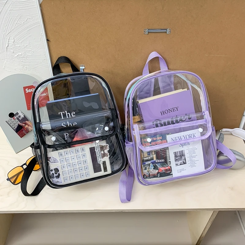 Transparent Exquisite PVC Fashion Backpacks Waterproof Durable Daily Commute School Bags Hot Sale Students Versatile Backpacks