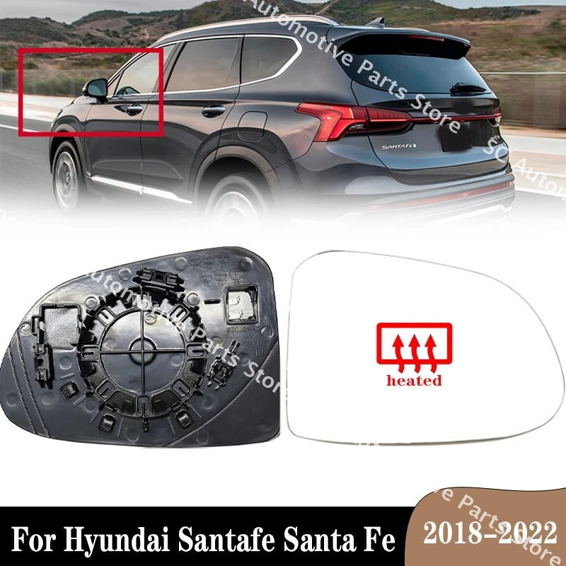 For Hyundai Santafe Santa Fe 2018-2022 Car Door Exterior Rearview Side Mirror Glass Lenses With Heating  87611-S1040 87621-S1040