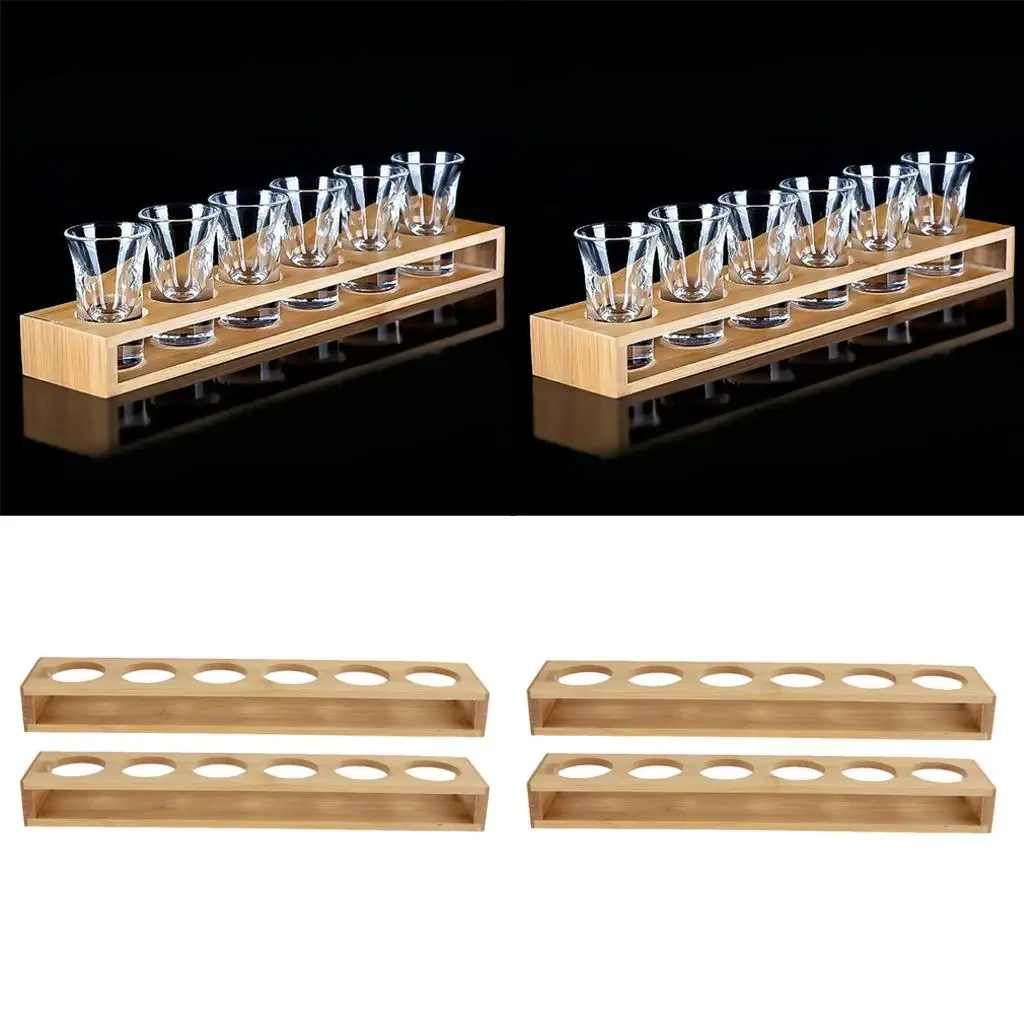 

4 pieces Bamboo Shot Glass Holder Organizer Stand Storage Holder Stand