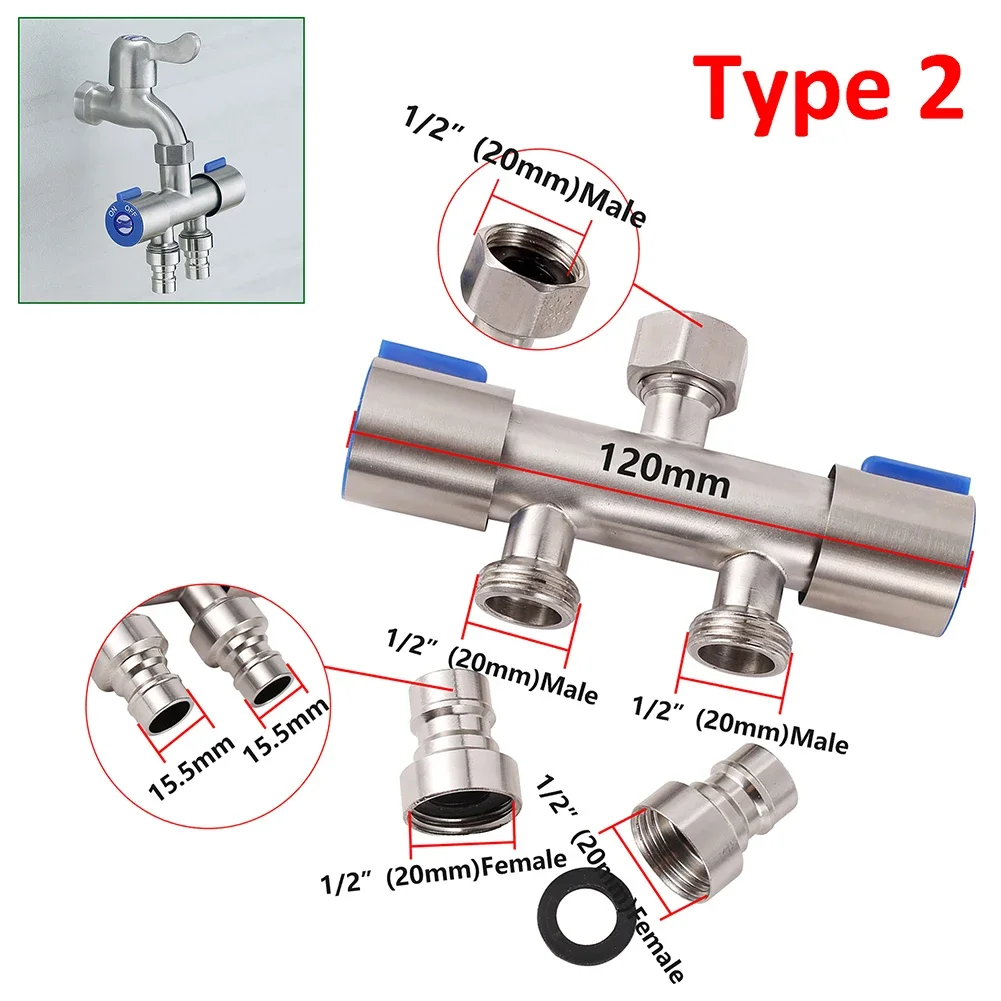 Triangle Valve Water Distributor Home Improvement Toilet Connector Washing Machine Compatible Easy Installation