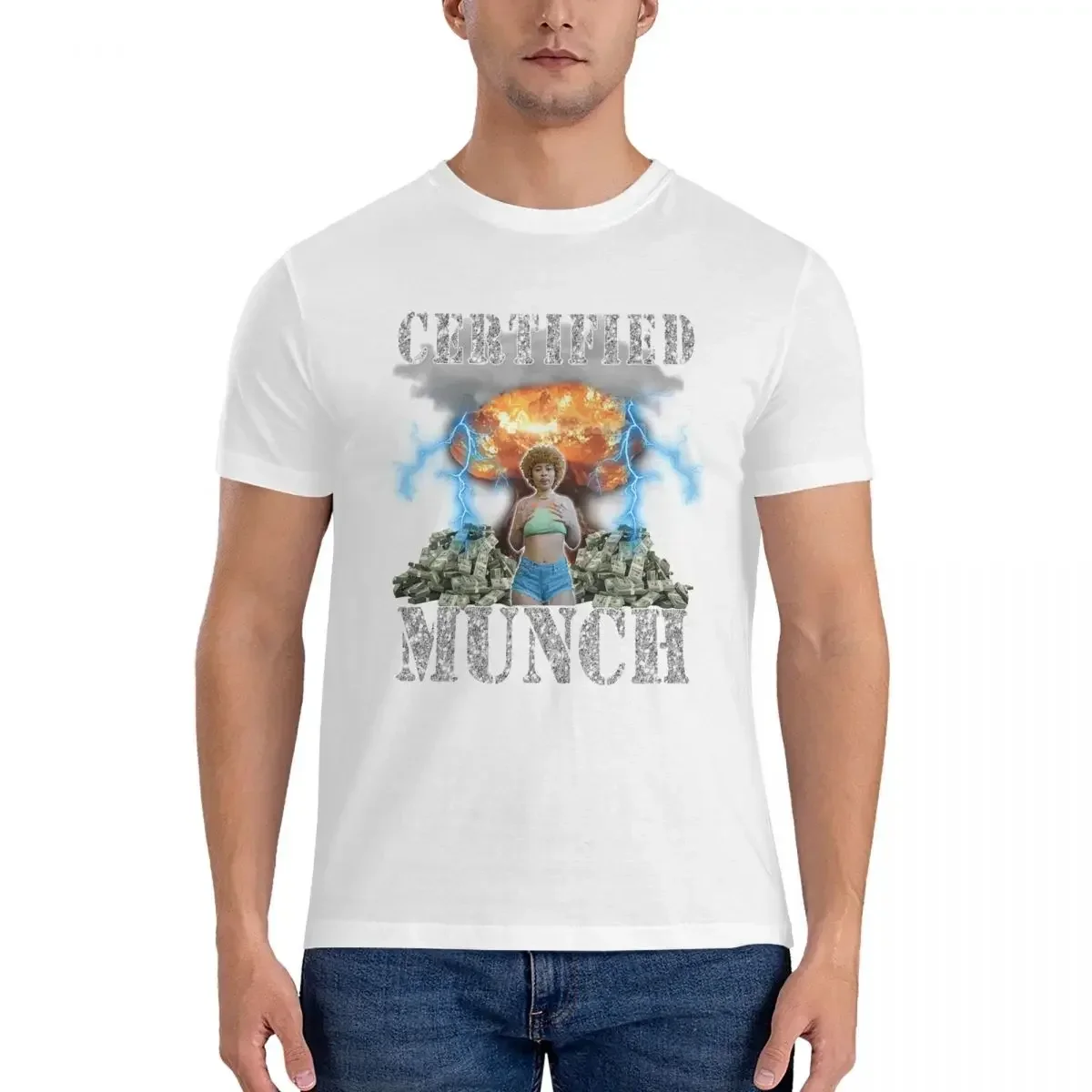 100% Cotton Proud Munch , Certified Munch Ice Spice T-shirt Male Classic Oversized T Shirt Men O-Neck Summer Shirts Tops S-6XL