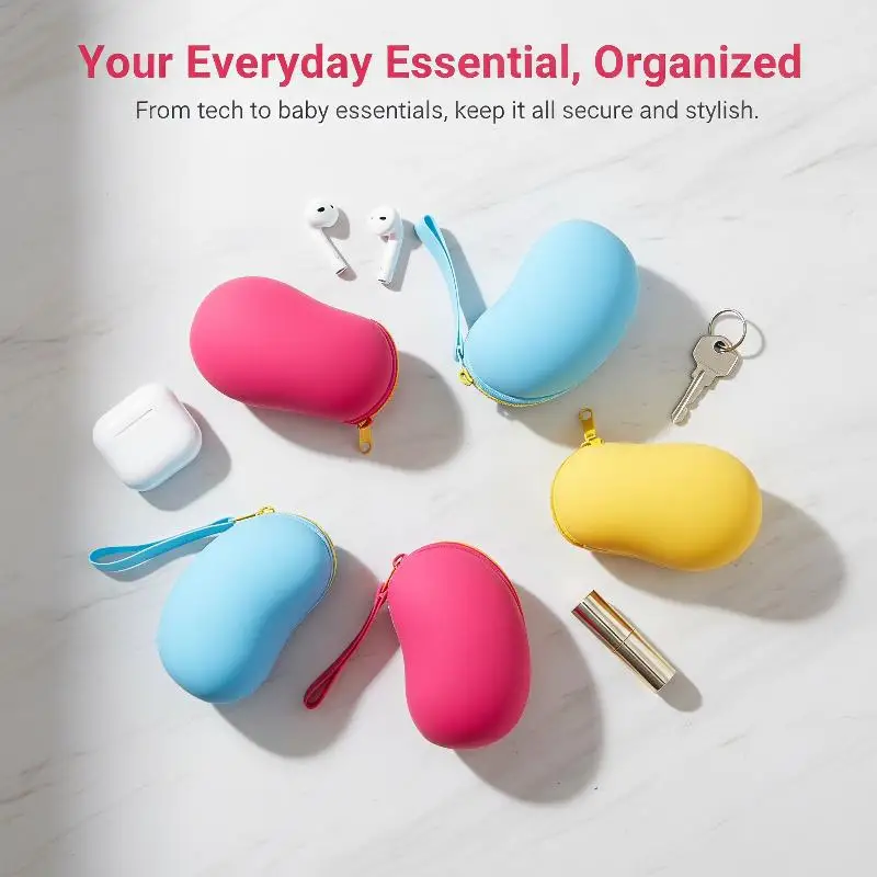 

Bean Silicone Cosmetic Storage Bag Travel Headphone Data Cable Holder Portable Coin Purse Waterproof Organizer