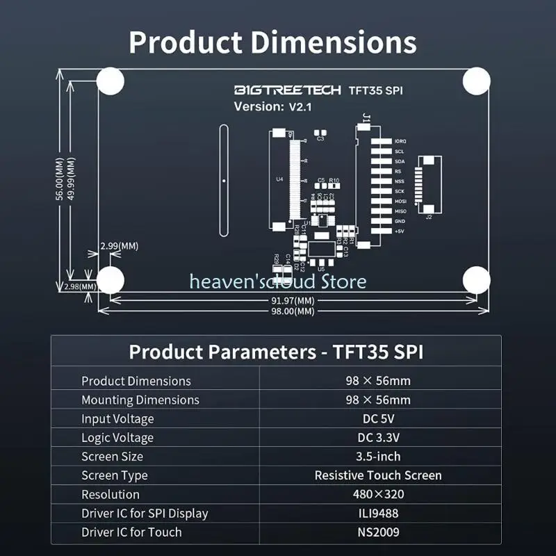 

Y88B TFT35 v2.1 ЖК -емкостный экран дисплея PRIC PRINTER для SKR Mini E3 Poard