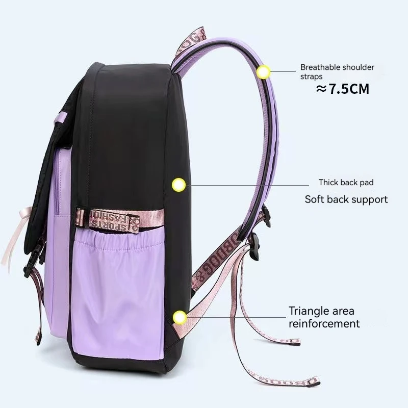 Teenagers Cute Schoolbag Shoulder Backpack Nylon Fabric Girls, Large Capacity Splash-Proof