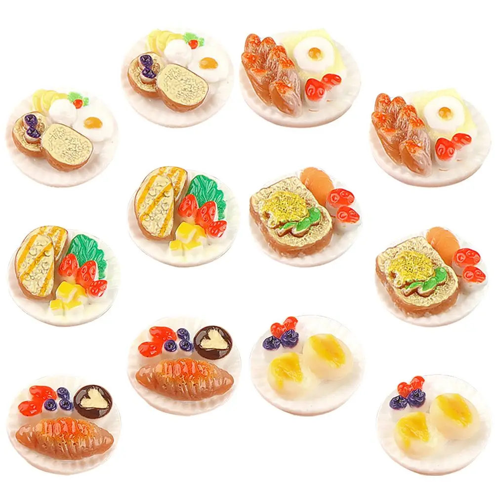 12 Pcs Simulated Food Fake Mini Dessert Model House Accessories Decor Resin Kitchen