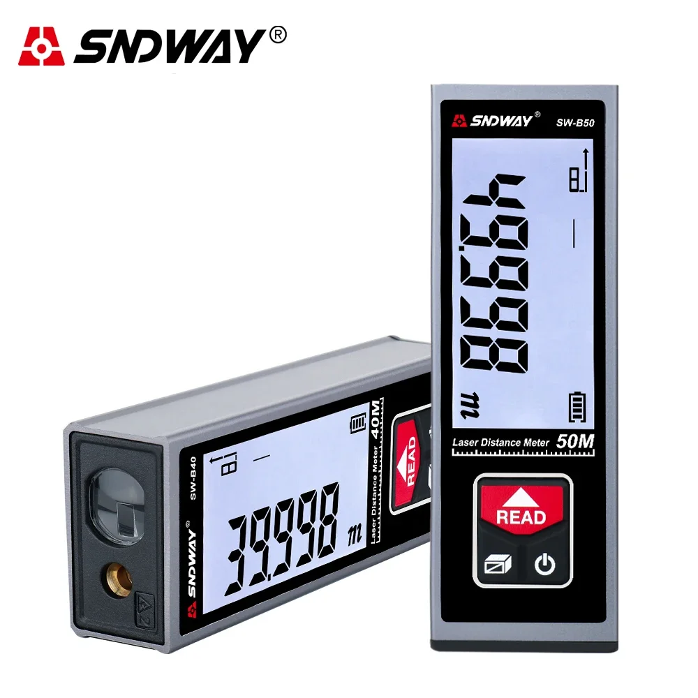 SNDWAY New Laser Meter Electronic Roulette Laser Rangefinder Digital Ruler Trena metro Range Finder Measuring Tape tool