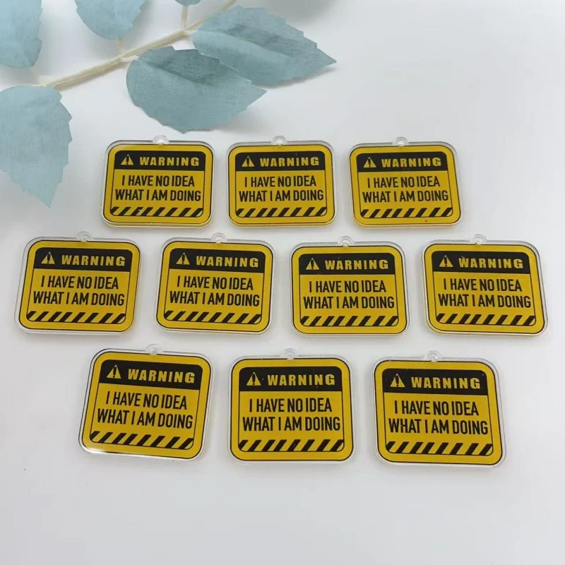 10 Uds. De señales acrílicas, colgante de advertencia, accesorios de joyería, collar, pulsera, pendiente, colgante, suministros para manualidades Diy
