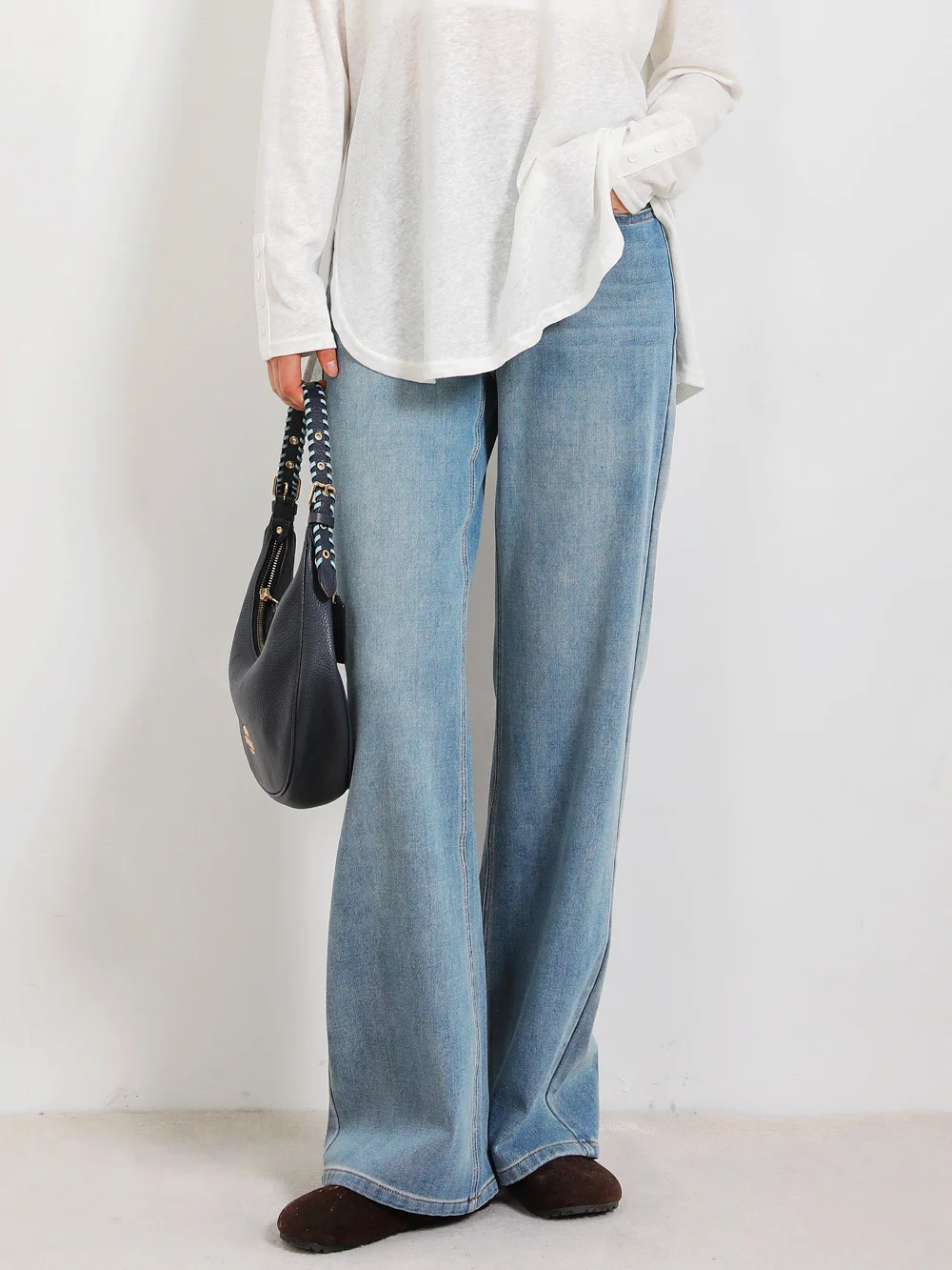 

Удобные джинсы прямого кроя для женщин, повседневные, стройнящие, удлиняющие ноги, универсальные, с высокой талией, из хлопкового стрейч-денима