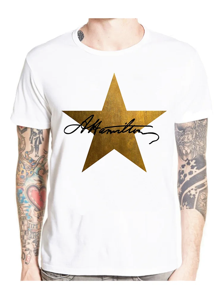 hamilton Summer T-Shirt-Men American Musical Broadway Gold Star modal O-Neck Short high quality men printing T-shirt funny shirt