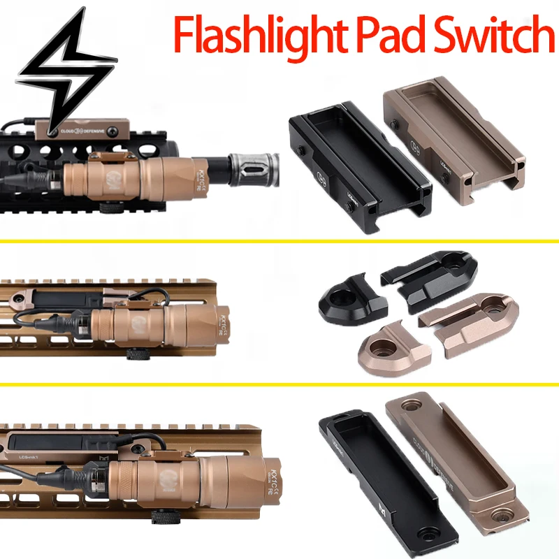 

SureFir M300 M600 Переключатель нажимной панели Тактический фонарик Аксессуар Металлический переключатель с ЧПУ для крепления на панели MLOK Keymod Rail System