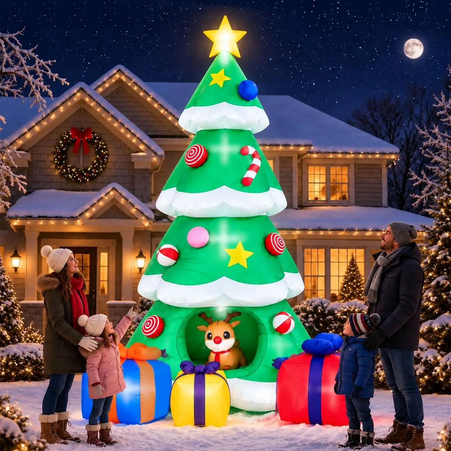 10FT Inflatable Christmas Tree, Outdoor Holiday Decoration