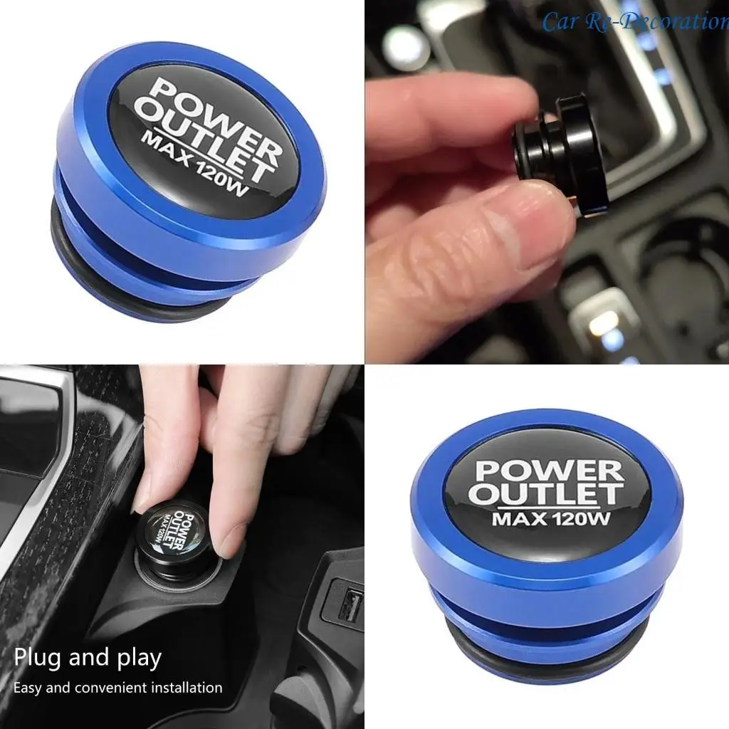 

R58D Car Outlet Cover 12V Power Socket Plug Cover Aluminum Dustproof Plug Caps for Car Power Port Outlet