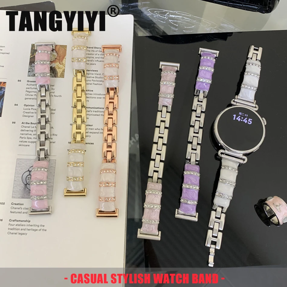 18/20/22MM Uhrenarmband für Samsung Galaxy Watch 8/7/4 6 Classic 5 Pro Amazfit Bip/GTS Diamond Buntes Metall-Epoxid-Armband