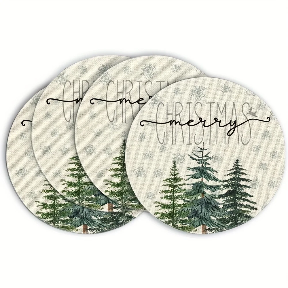 VIKAMA 4PC Weihnachten Segen Matte Schneeflocke Kiefer Zweig WEIHNACHTEN Esstisch Restaurant Weihnachten Party Dekoration