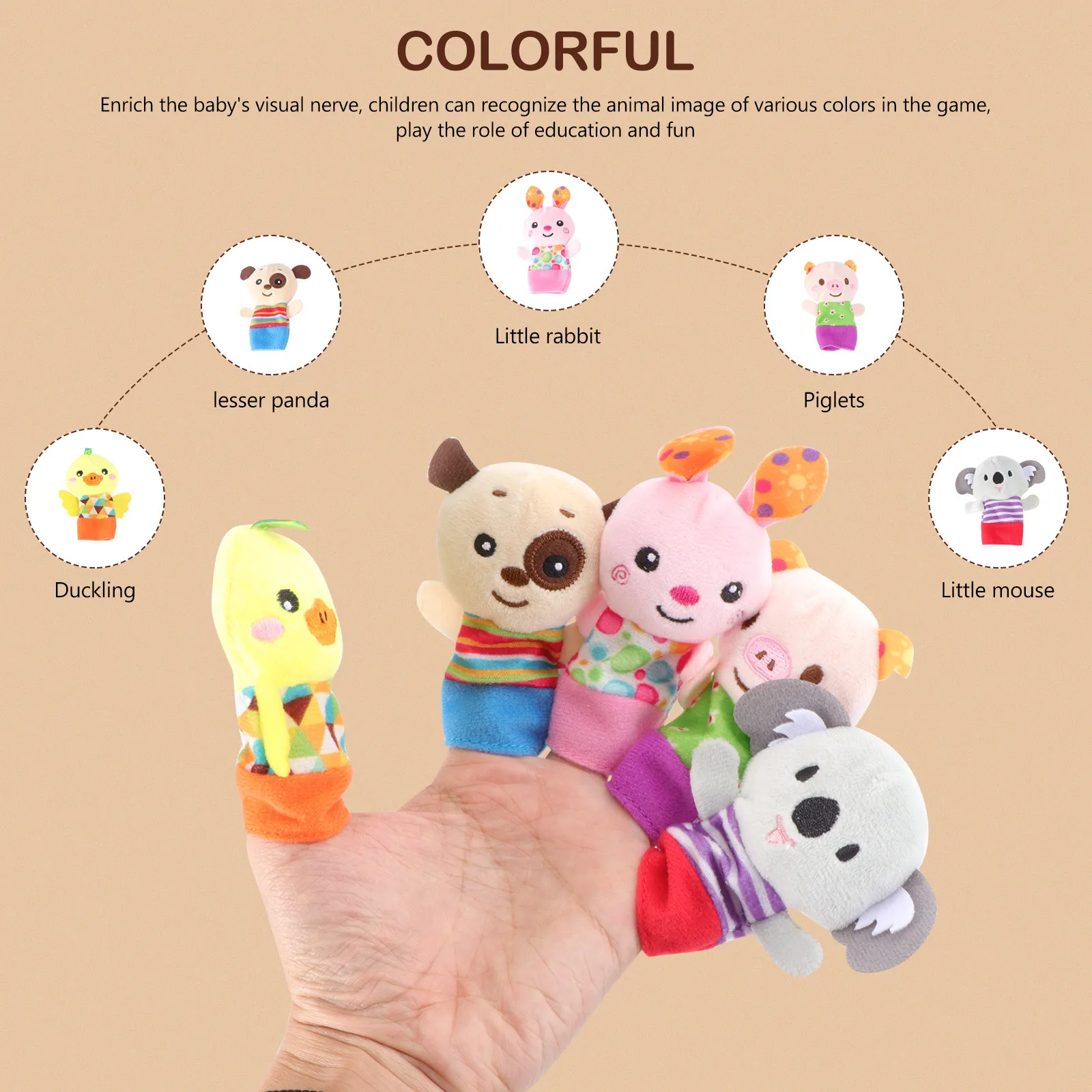 

5Pcs Finger Puppets Creative Cartoon Animals Set Interactive Storytelling Playtime Kids Finger Puppets for Family School Daycare