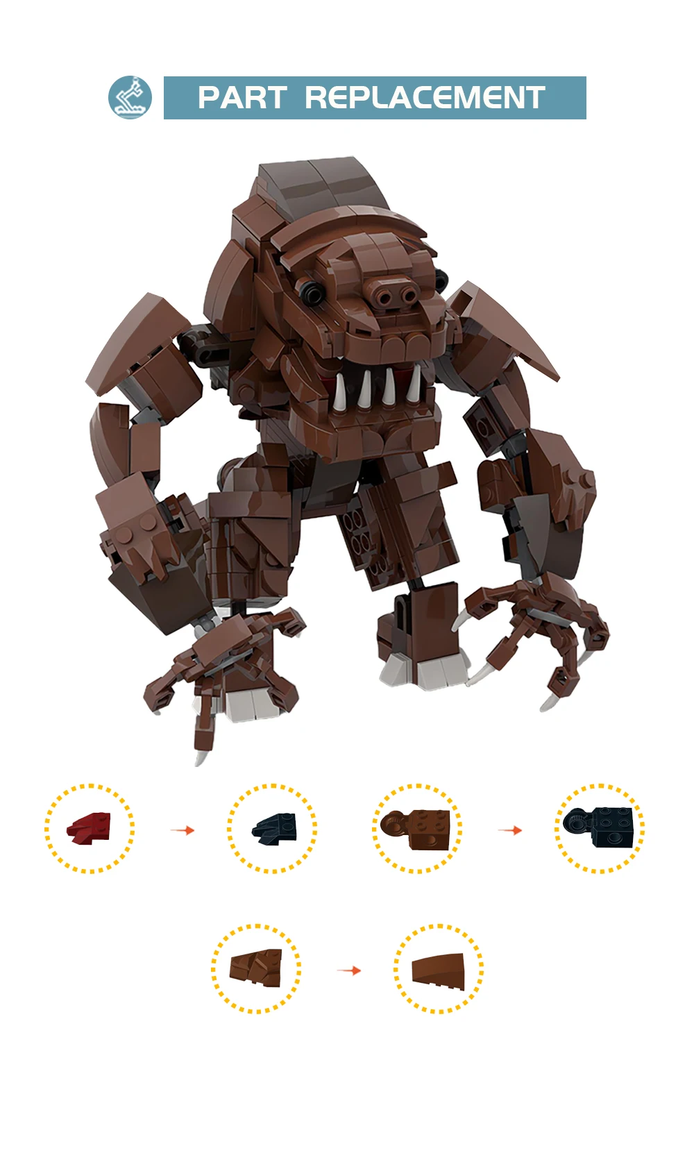 Space War Movie Rancor Model Large Semi-sentient Reptilian Carnivores Building Blocks Toys 459 Pieces for Adults Collection