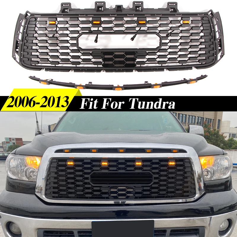 

Front Grill With Light Bar TRD Style Racing Grill Modification Fits For 2006-2009 / 2010-2013 Toyota Tundra Grill
