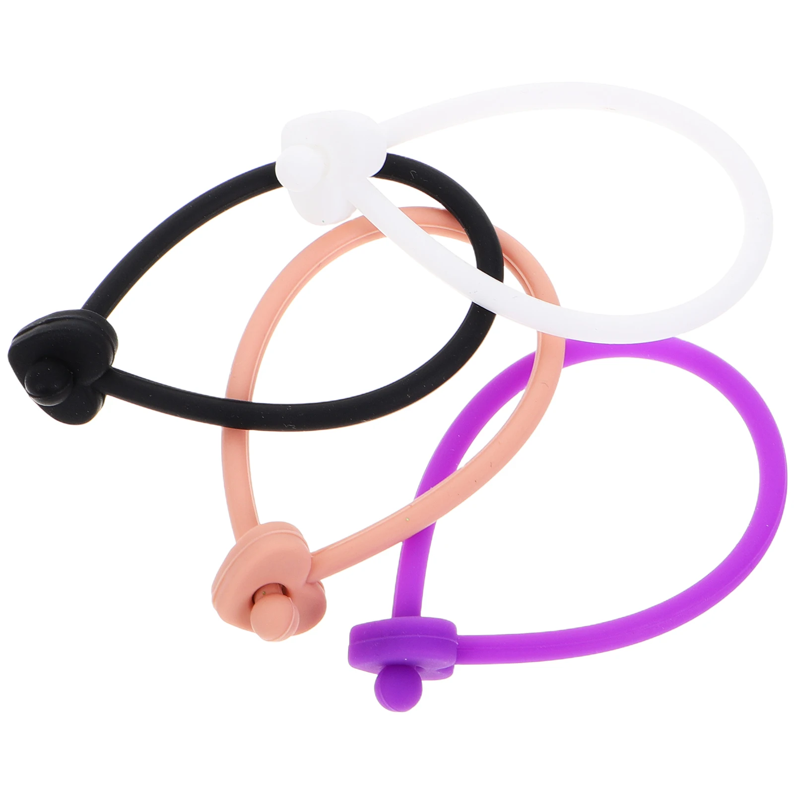 

4 pcs Shampoo Brush Rope Silicone Elastic Cord Anti-fall Strap Shower Bath Hair Brush Lanyard Easy Storage Cleaning