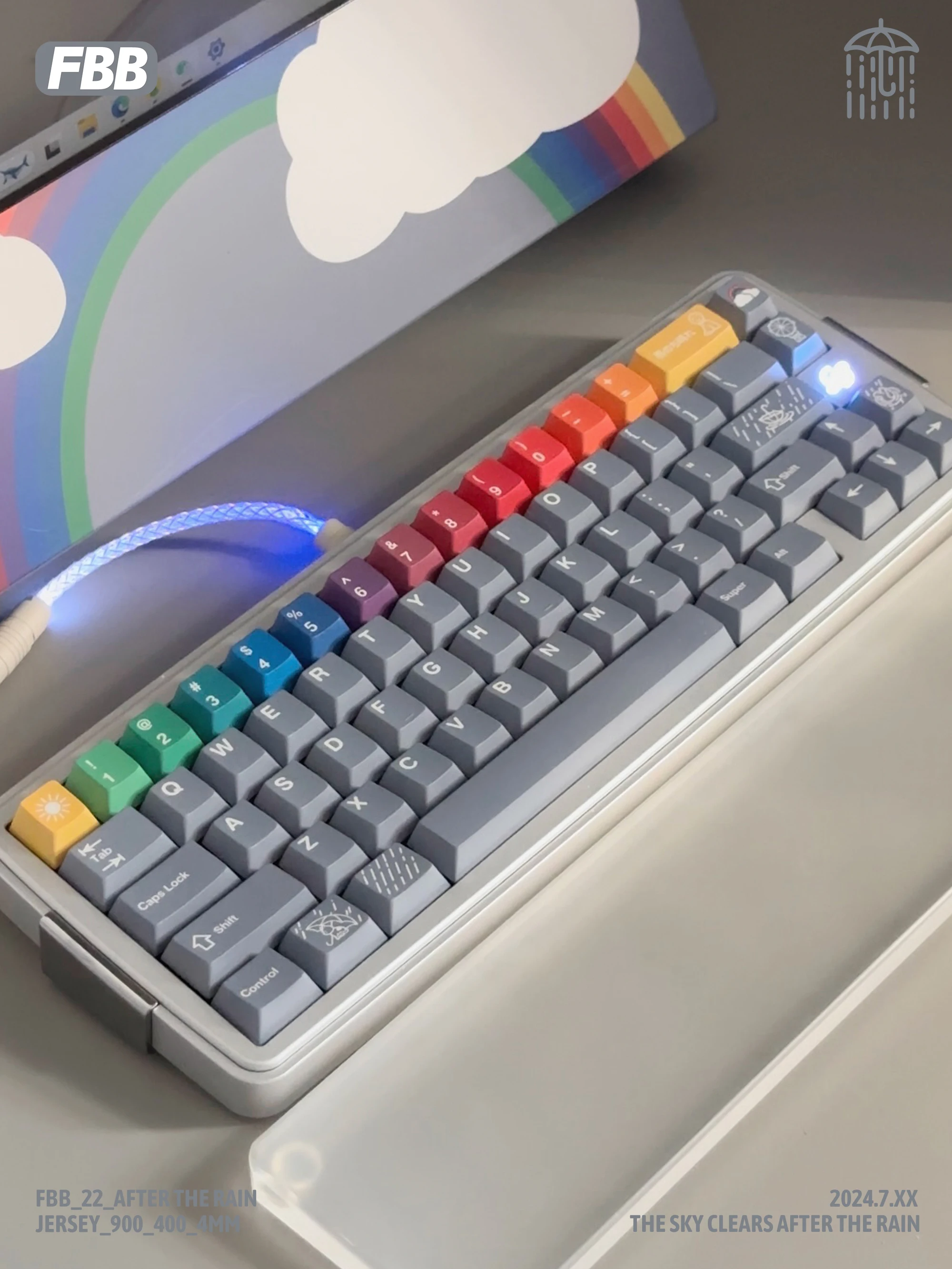 

FBB Keycaps After the Rain For Mechanical Keyboard Keycap DIY 60% 75% 85% 100% Kit Gray White Rainbow Key Caps 1.7mm Thickness