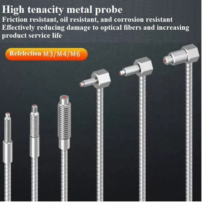 High Temperature Resistance Photoelectric Fiber Optic Sensor Cable Probe Light-Beam Operating Optical Sensors