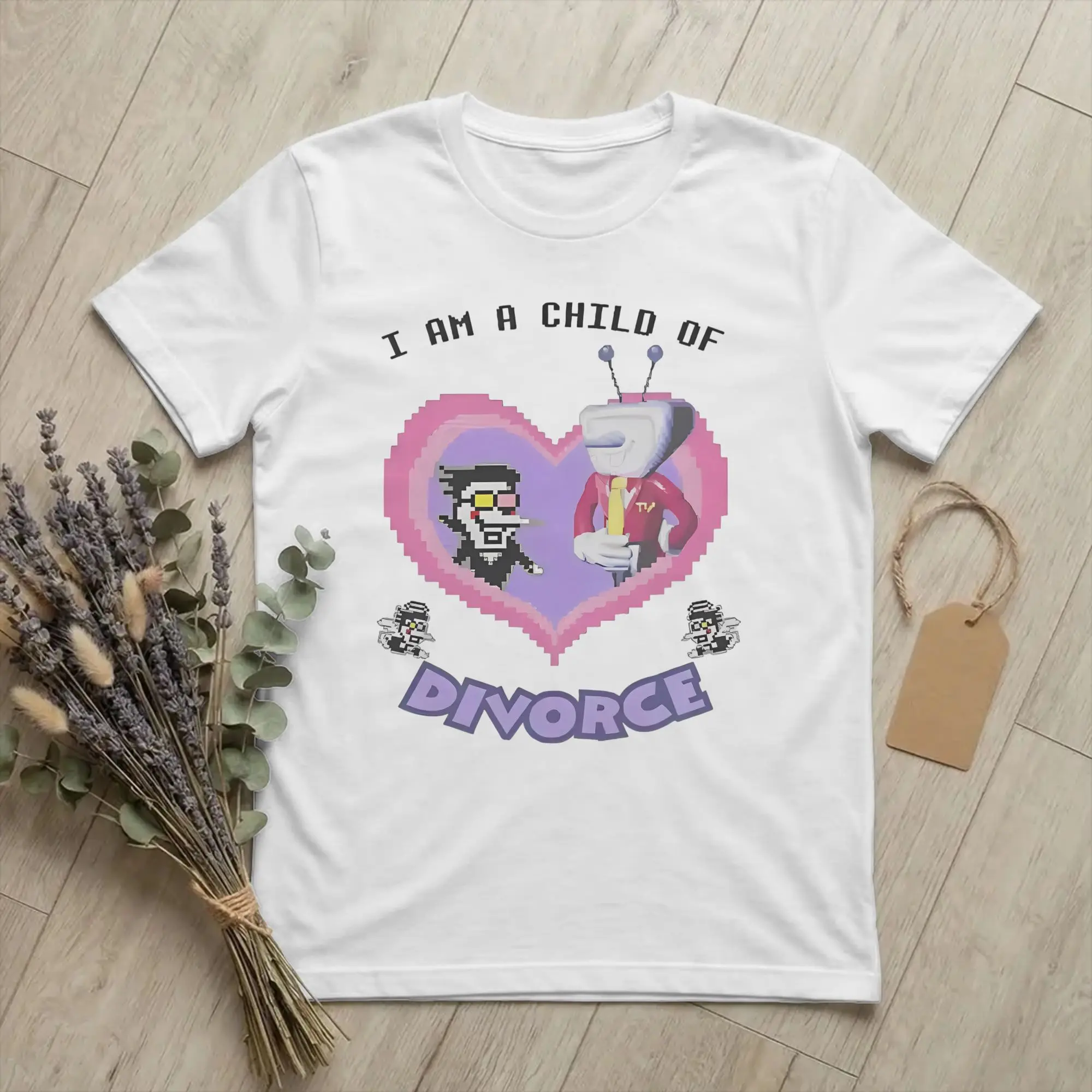 spamton and tenna child of divorce Deltarune Game T Shirt  Cotton Fun T-Shirt O Neck  Tees Short Sleeve Clothing