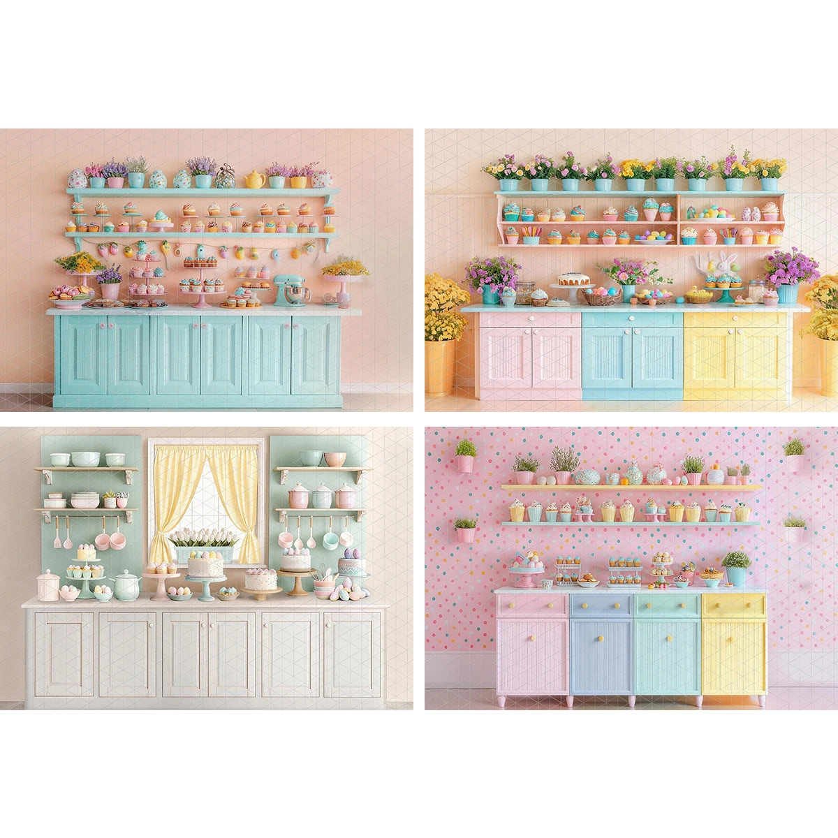 Easter Photography Backdrops Pastel Pastries Bunny Hop Bakery Kids Baby Cake Smash Photocall Decor Child Birthday Backgrounds