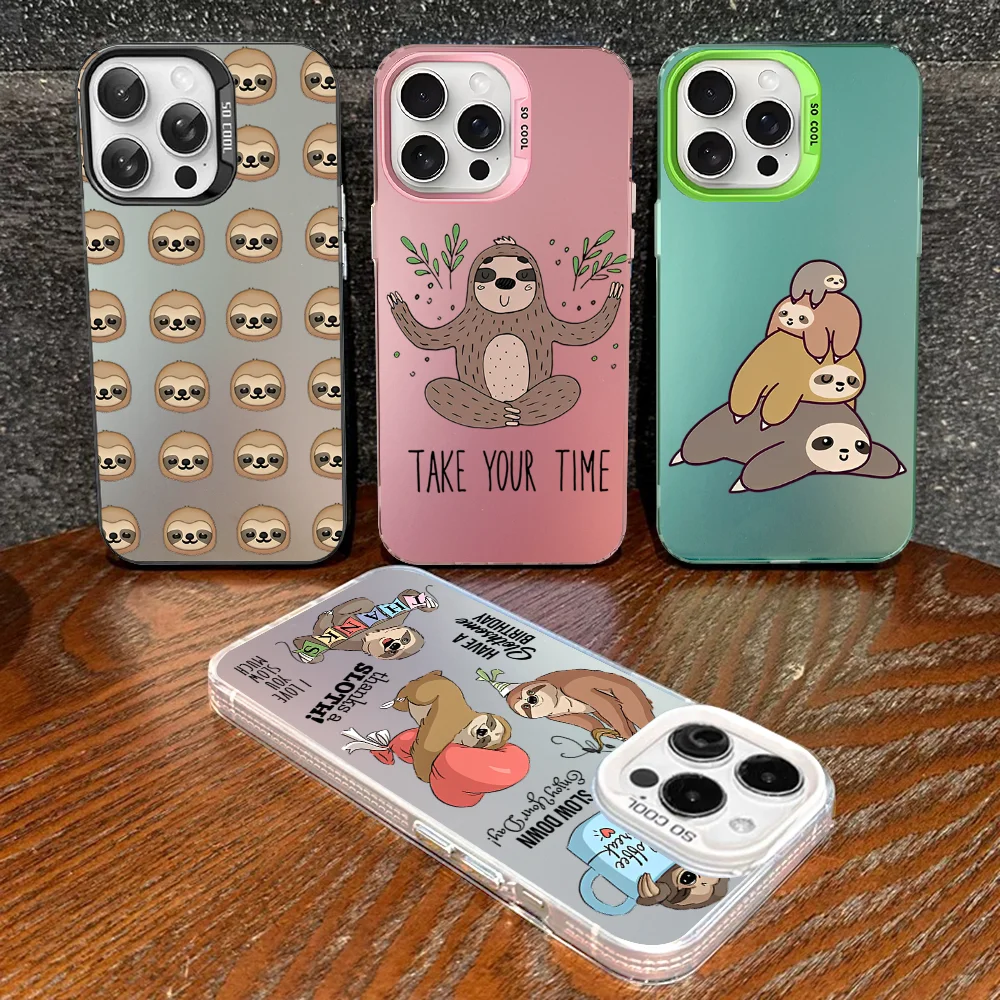 

Cute Sloth Animals Phone Case For IPhone 16 15 14 13 12 11 Pro Max X XR XSMAX 8 7 Plus Matte Shockproof Back Cover