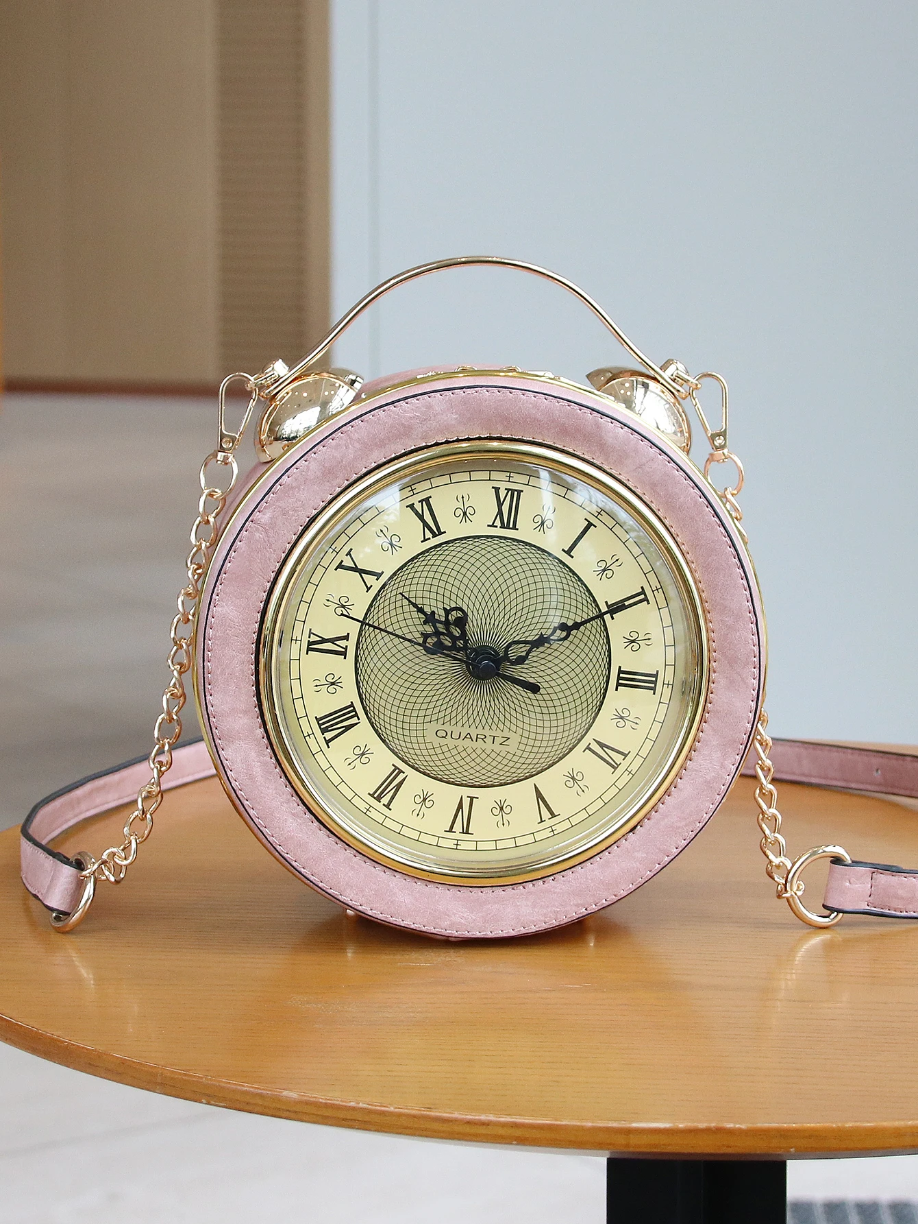 2024 new creative clock borsa a tracolla fun small round watch chain Messenger bag casual retro handbag