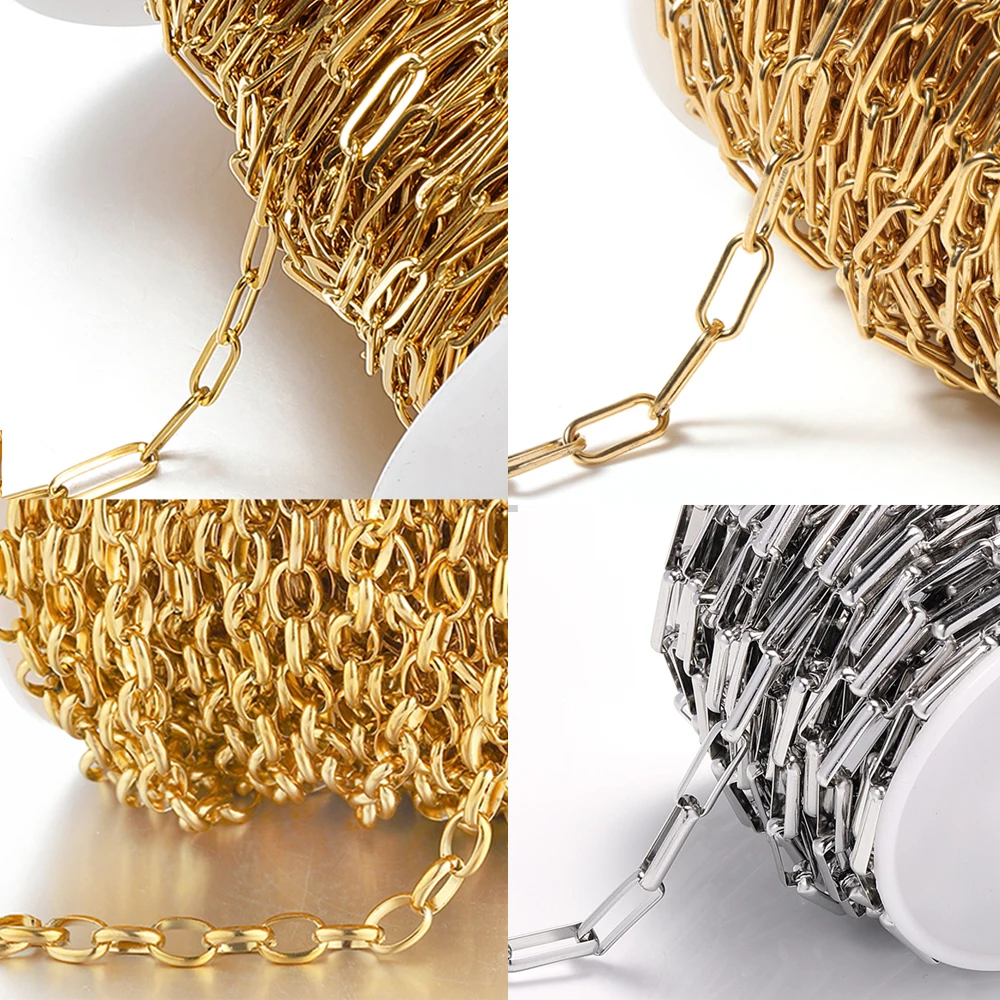 No Fade 1meter Stainless Steel Chain Thick Cable Curb Big Rolo Chains for Necklace Bracelet Jewelry Making DIY High Quality