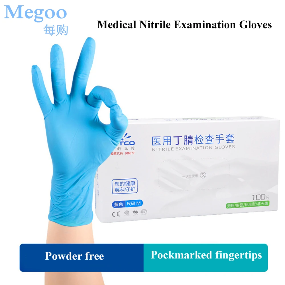 

100Pcs Disposable Medical Nitrile Examination Gloves Powder-Free Food Kitchen Catering Beauty Industry Dental Nitrile Gloves