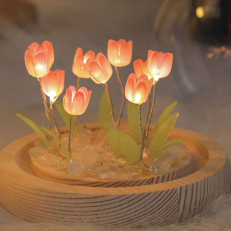 Romantic Tulip Night Lights Wedding Birthday Party Desktop Decorative Lights Valentines Day Anniversary Gifts Lamps Home Decor