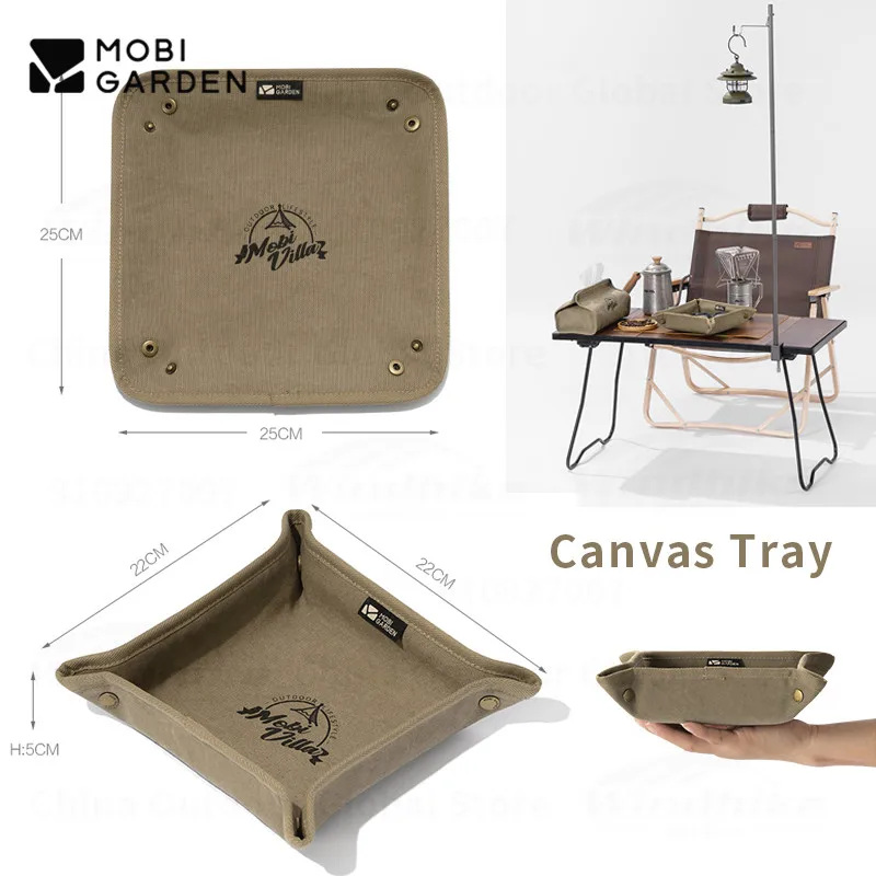MOBI GARDEN Camping Canvas Trays 100g Ultralight Desktop Sundry Storage Tray Picnic Household Daily Necessities Storage Box