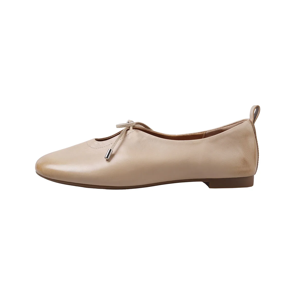 

Arden Furtado Spring cowhide small leather shoes round toe Lace up Flats Women's shoes Commuter shoes large size Single shoe