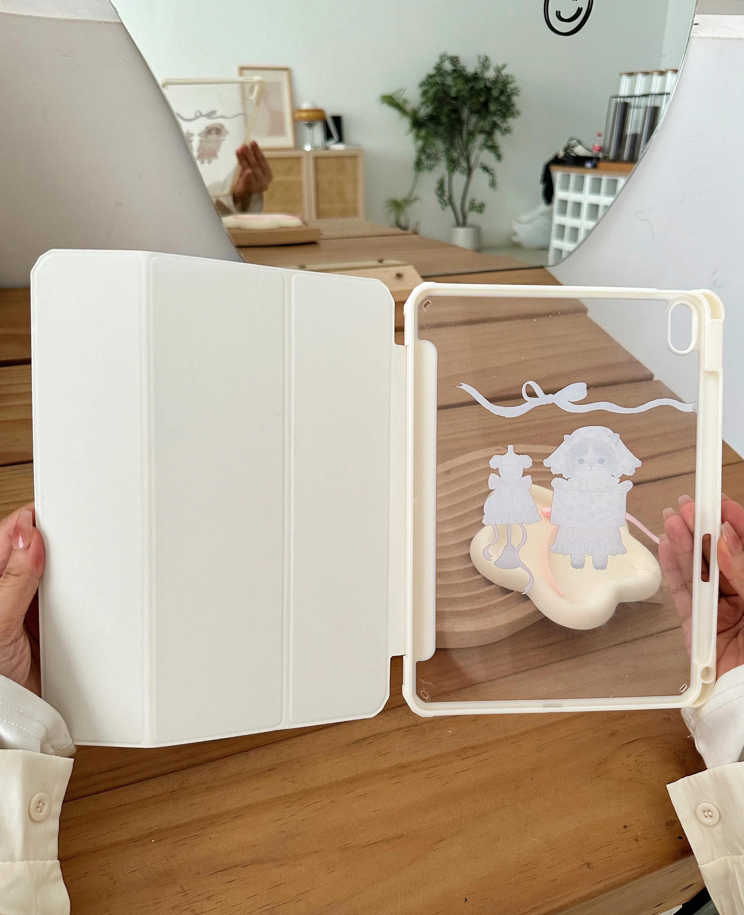 Cute Cat Tablet Case PU Acrylic Girl Hand Drawn Cover Suitable for iPad Pro Air5 10th