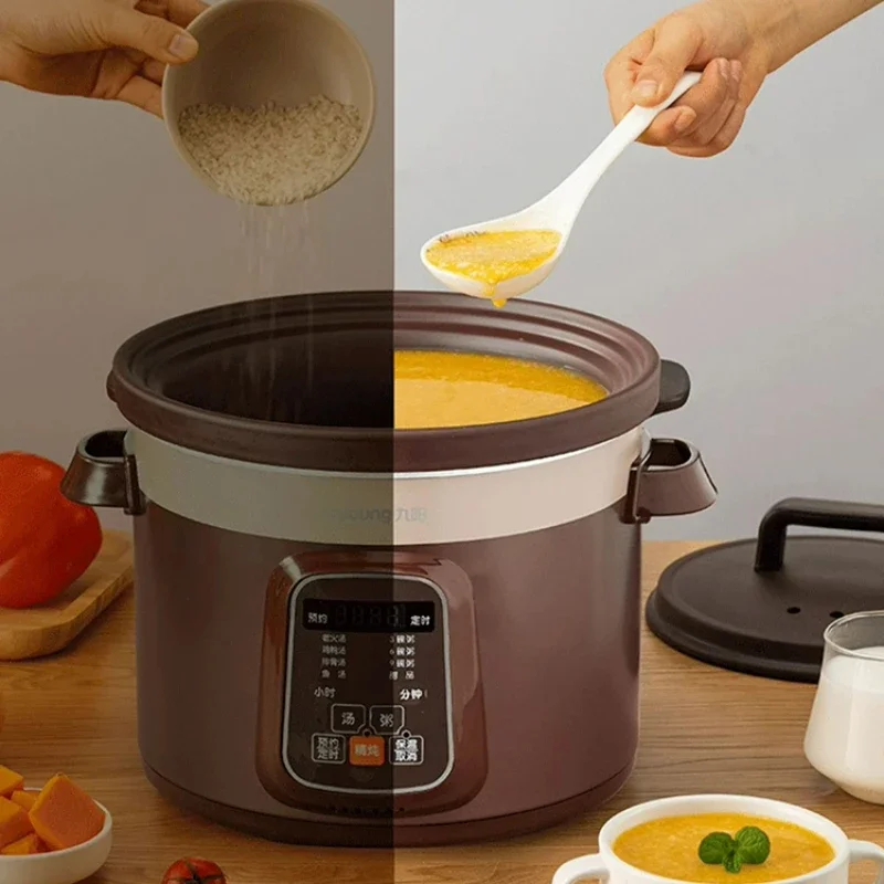 Household fully automatic electric stew pot for making soup, stew, casserole, porridge, ceramic purple sand porridge pot