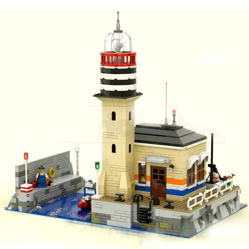 Moc Bausteine Architektur Modell Meer Leuchtturm Station Technologie Modulare Bausteine Festival Geschenk Spielzeug DIY Set