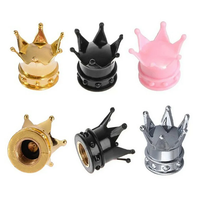 

4pcs/lot Bicycle Tire Valve Caps Universal Dustproof Gold Crown Tyre Wheel Stem Air Valve Caps Tire Valve Auto Truck Bike