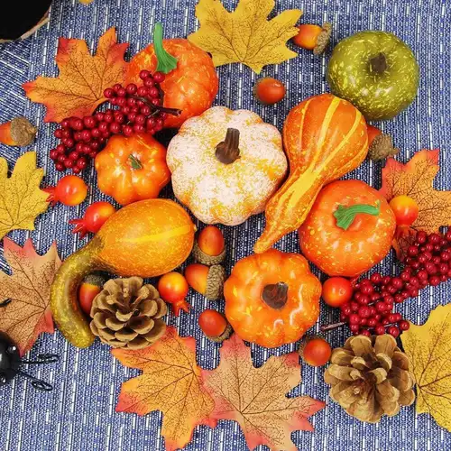 Mini Artificial Pumpkin Pine Cones Simulation Maple Leaves Halloween Pumpkin Thanksgiving Autumn Wedding Photo Props Decorations - Image 3