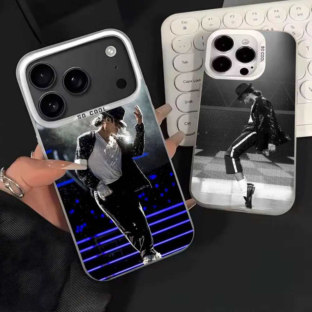 

1pc M-Michael J-Jackson Cool Phone Case For iPhone 17,16,15,14,13,12,11,Mini,Pro,E,MAX White Candy Matte Shockproof Cover