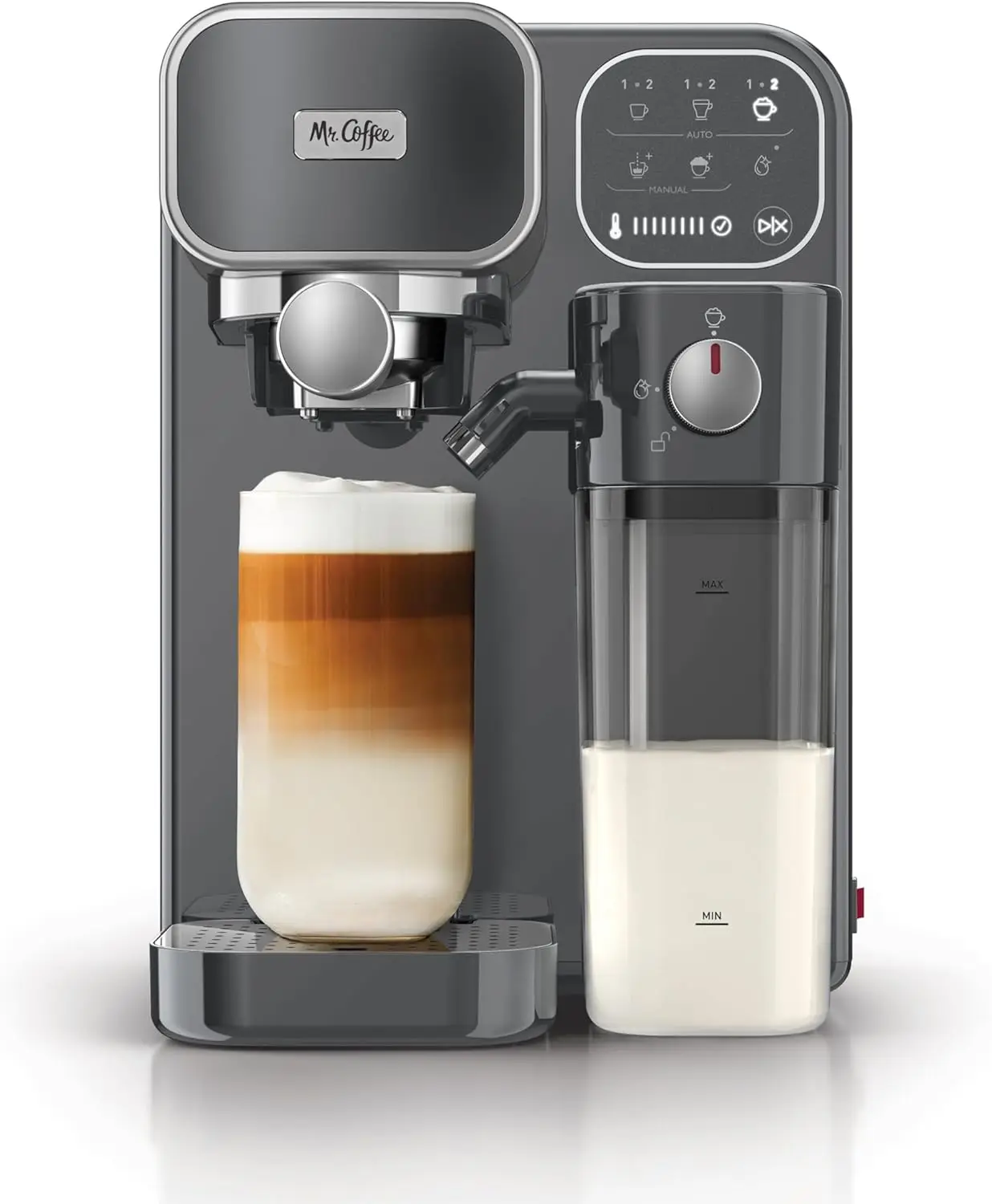 Luxo Single ou Double Shot Espresso, Cappuccino, Latte Machine com otimizado e conveniente One-Touch Painel de Controle