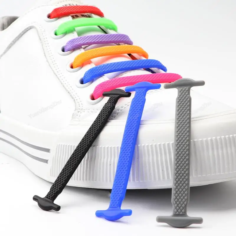 16Pcs Silicone Shoelaces Elastic Laces Sneakers No Tie Shoe laces Kids Adult Rubber Shoelace One Size Fits All Shoes