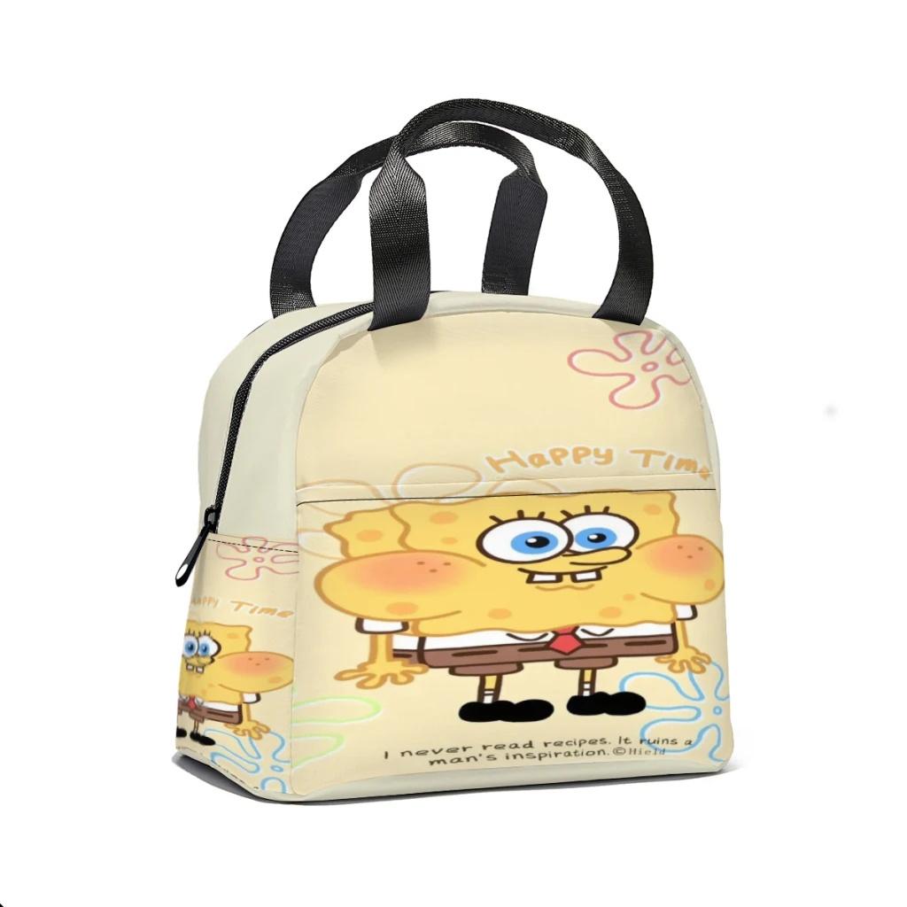 Cute Sponge-Bob SquarePants Lunch Box Multifunction Thermal Cooler Food Insulated Lunch Bag Office Reusable Picnic Tote Bags